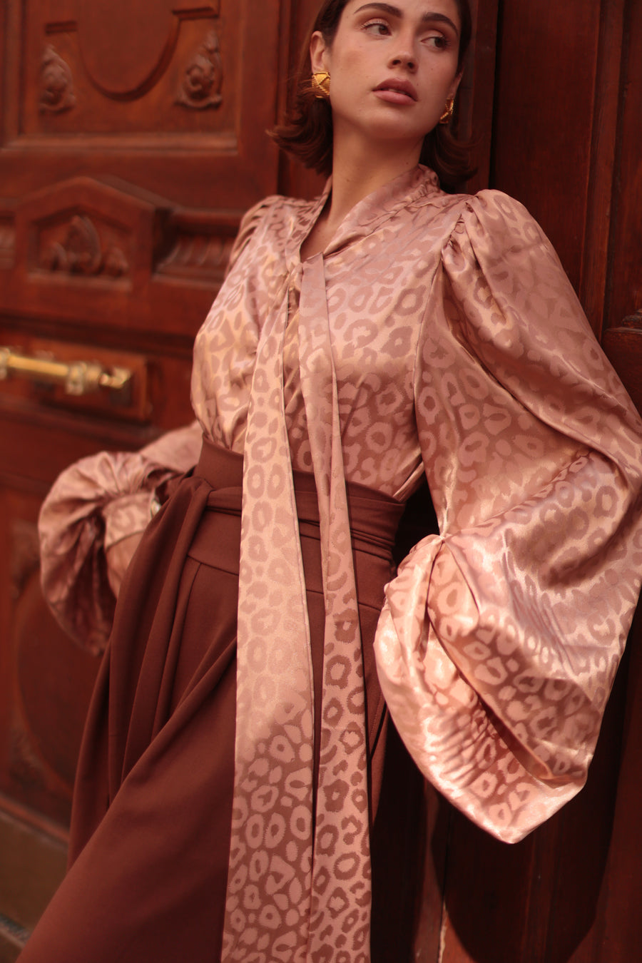 Rose Leopard Baroque Blouse