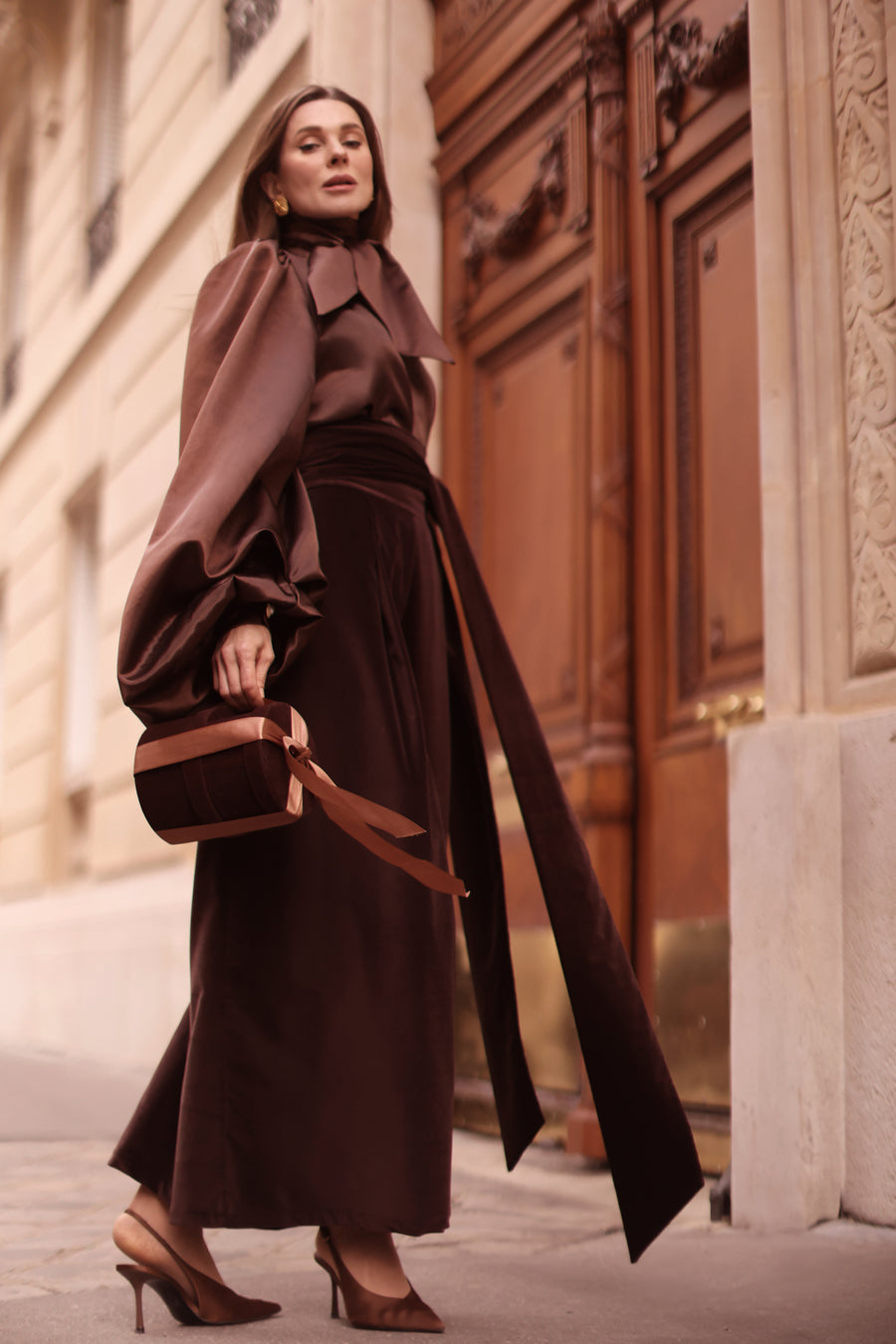 Brown Velvet Wrap Trousers