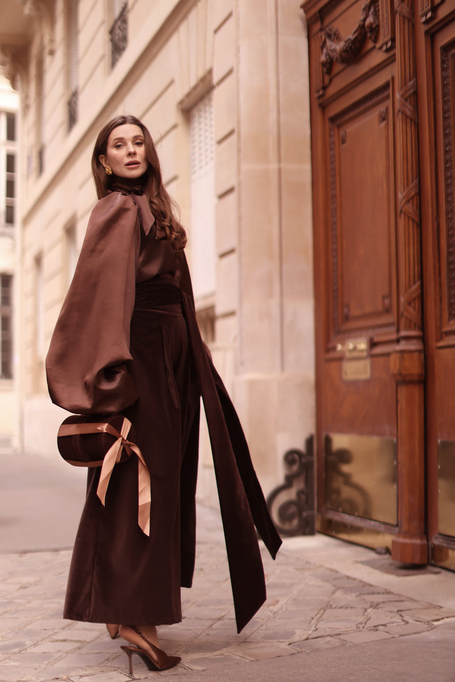 Brown Velvet Wrap Trousers