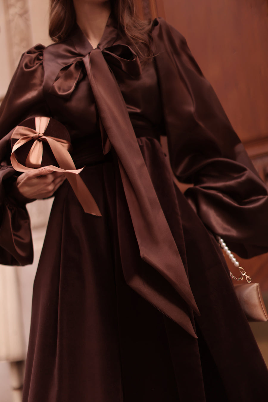 Brown Satin Baroque Blouse