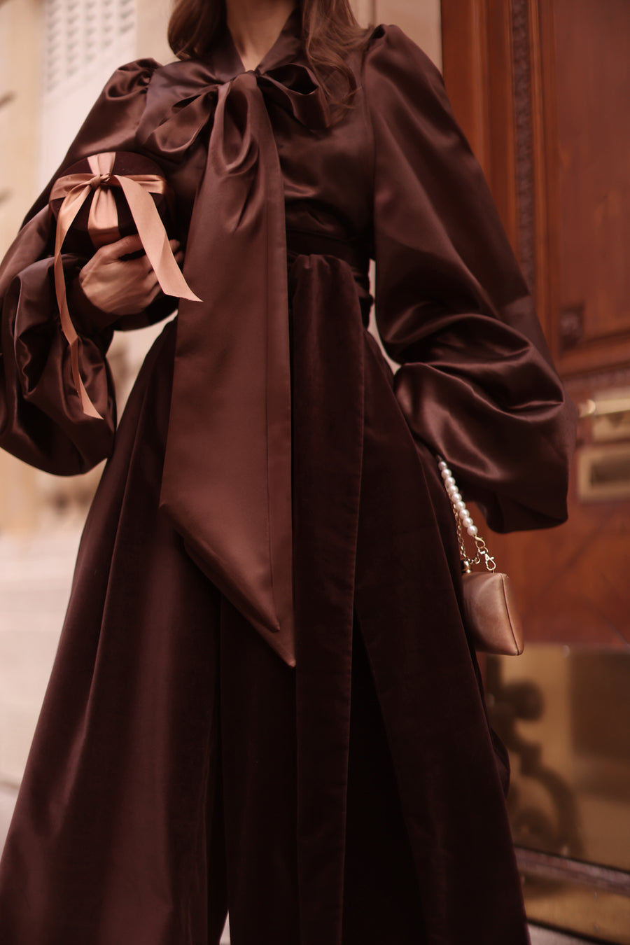 Brown Satin Baroque Blouse