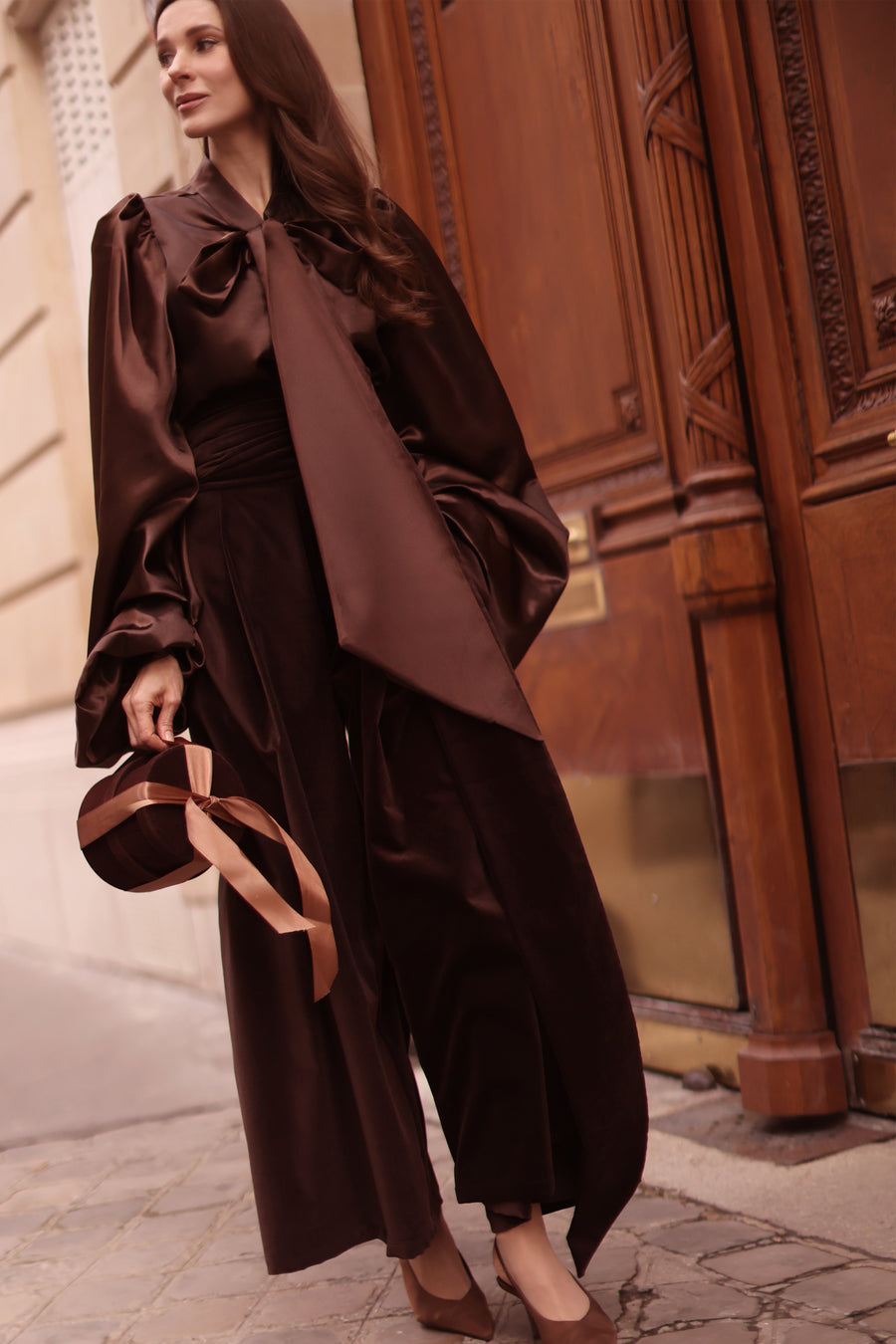 Brown Satin Baroque Blouse