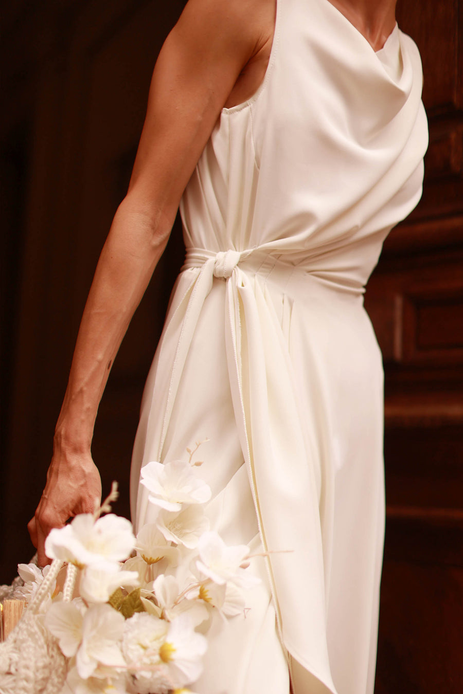 White Draped Dress