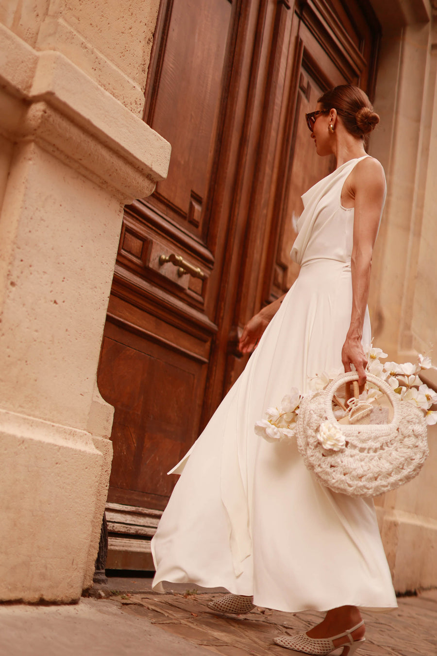 White Draped Dress