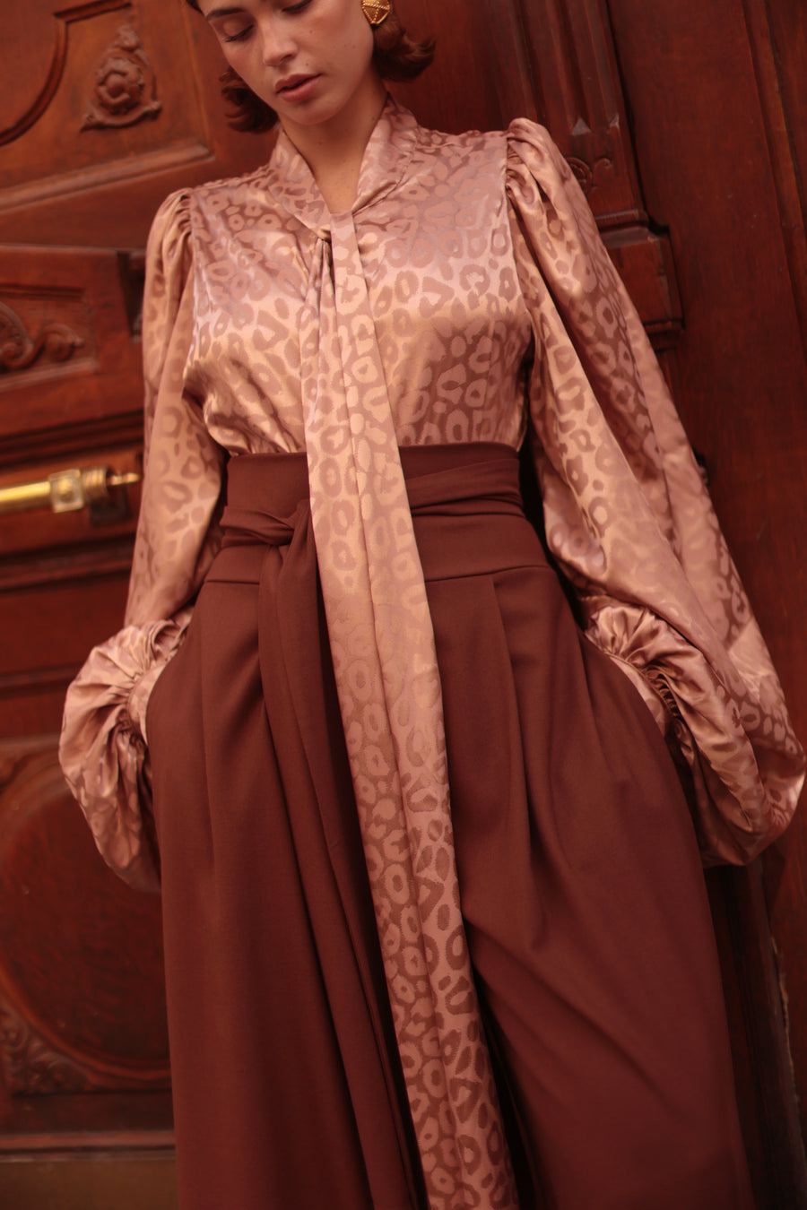 Rose Leopard Baroque Blouse