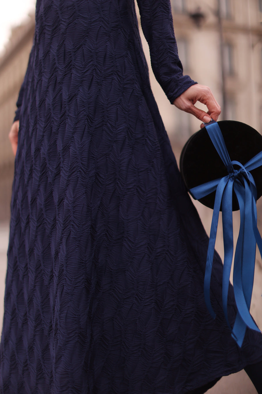 Navy Turtleneck Swing Dress