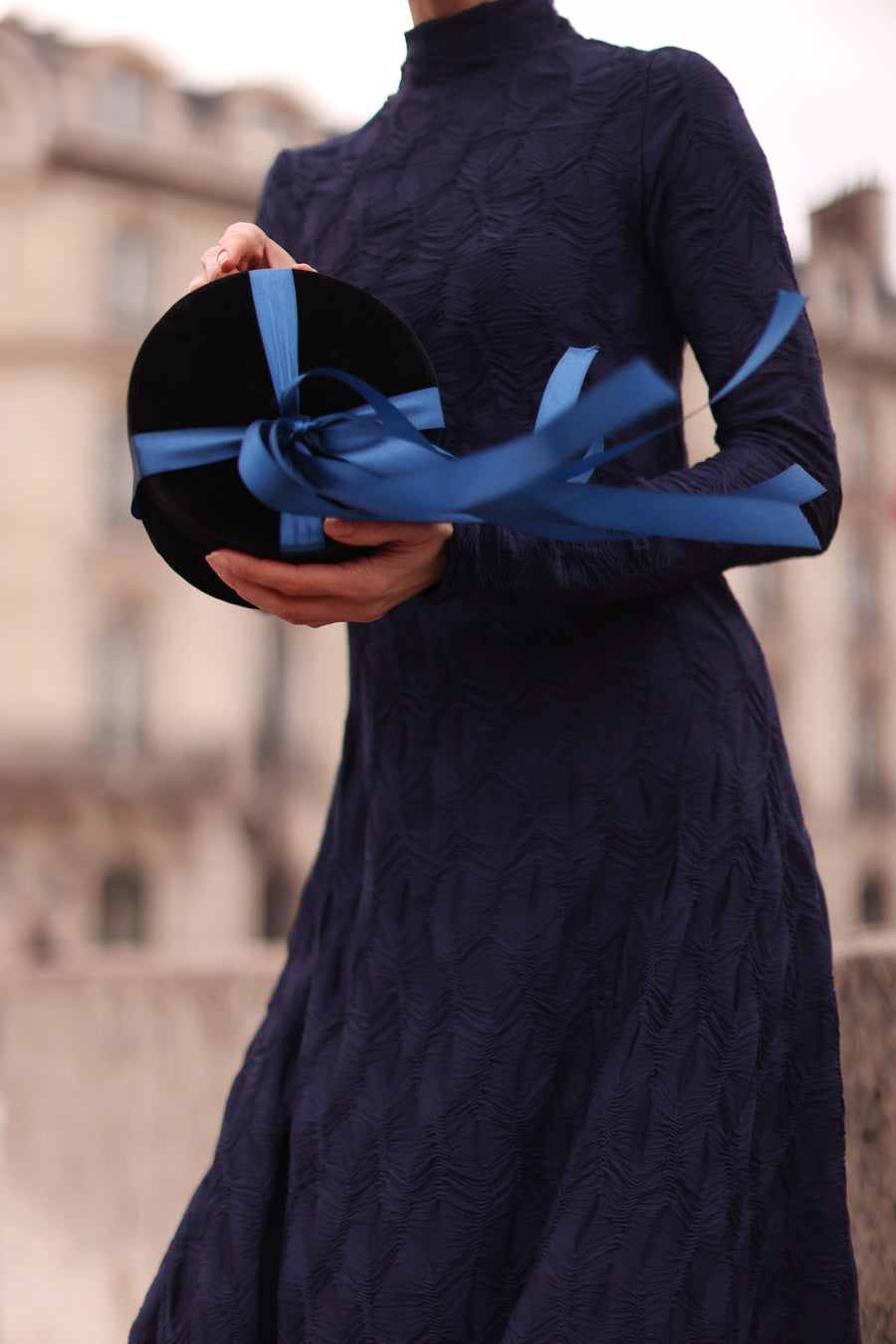Navy Turtleneck Swing Dress