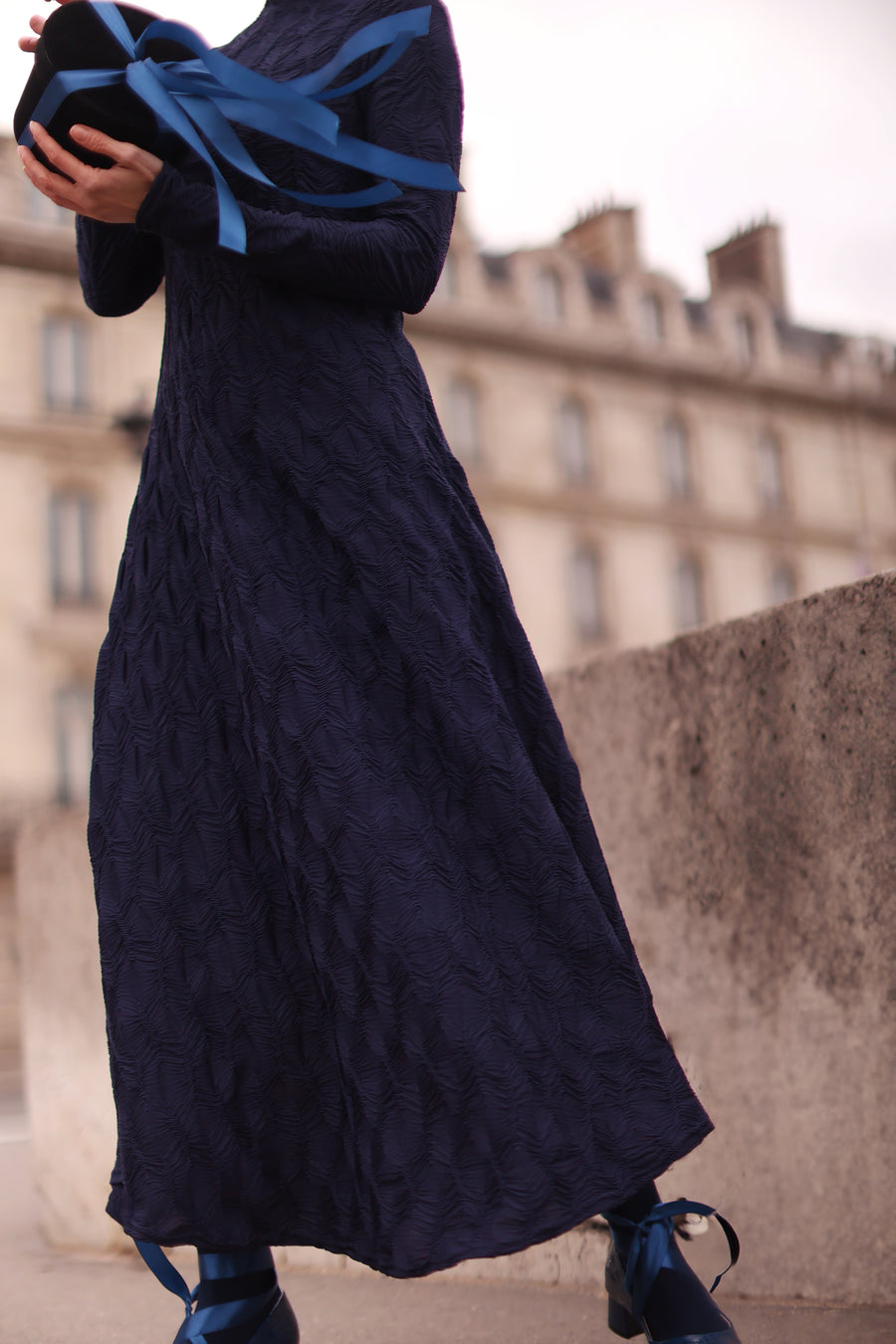 Navy Turtleneck Swing Dress