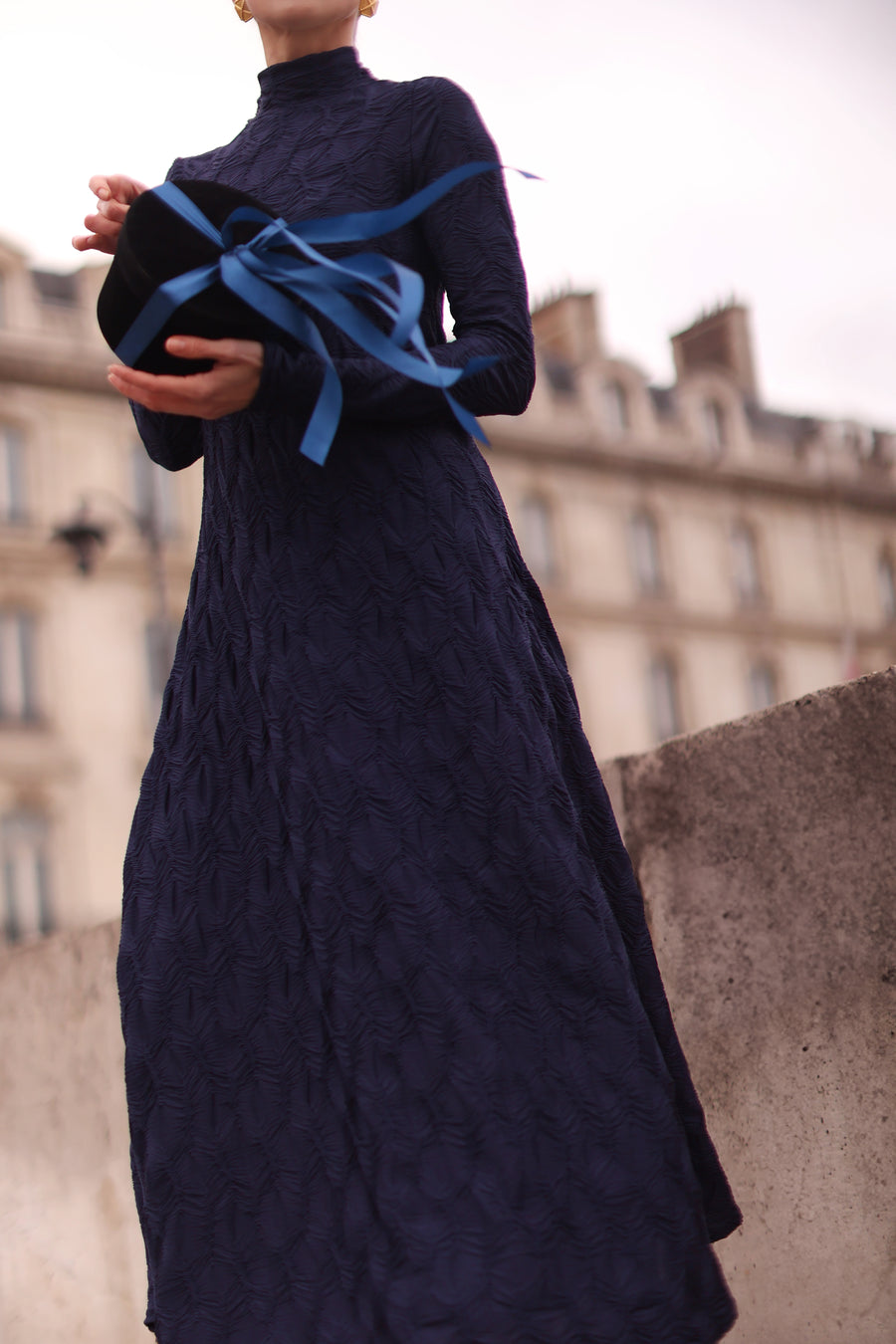 Navy Turtleneck Swing Dress