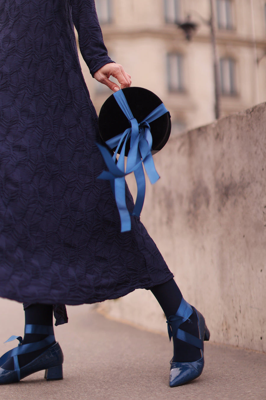 Navy Turtleneck Swing Dress