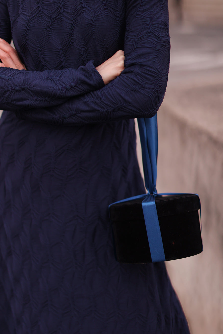 Navy Turtleneck Swing Dress