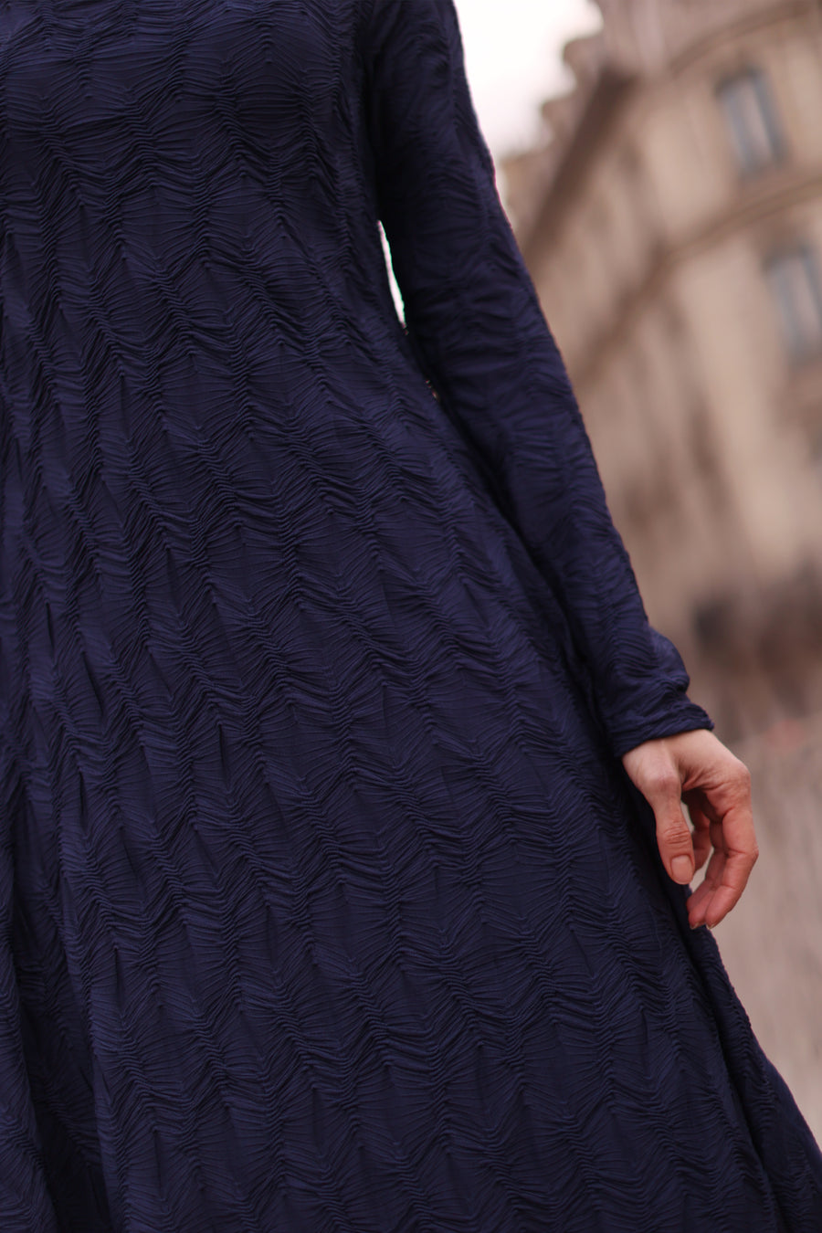 Navy Turtleneck Swing Dress