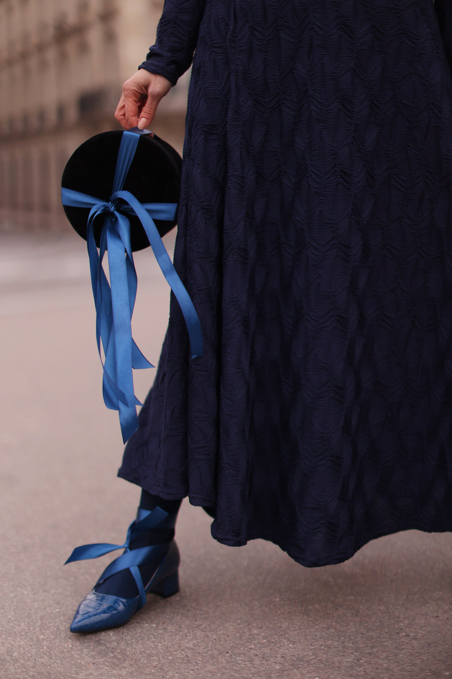 Navy Turtleneck Swing Dress