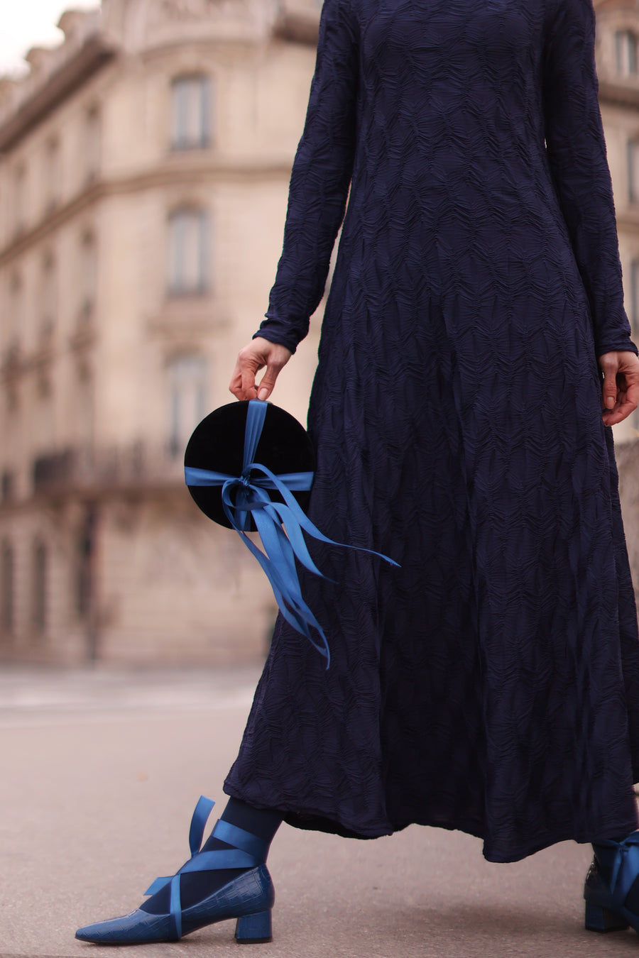 Navy Turtleneck Swing Dress