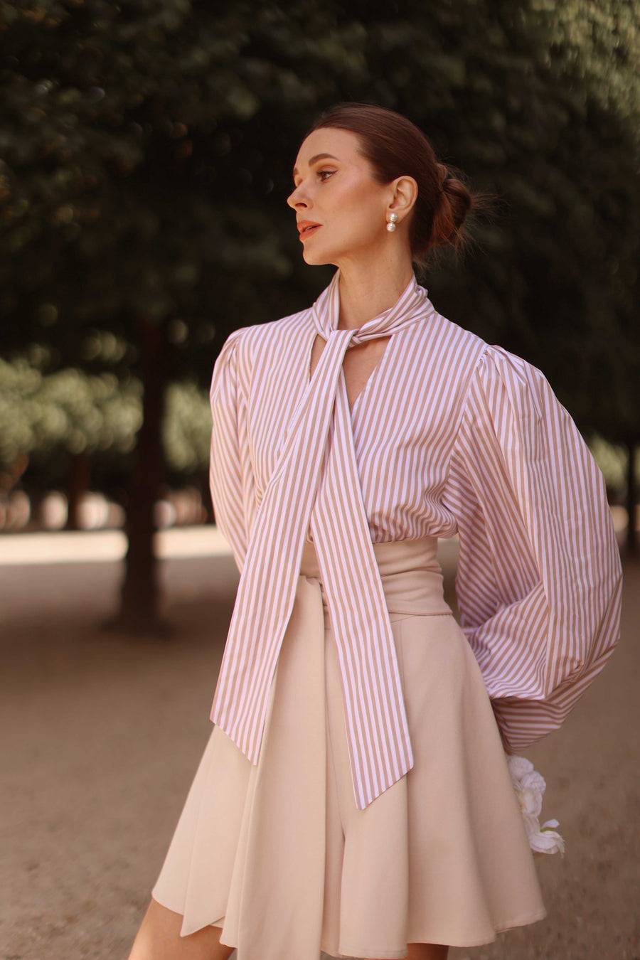 Rococo Brown Stripe Blouse