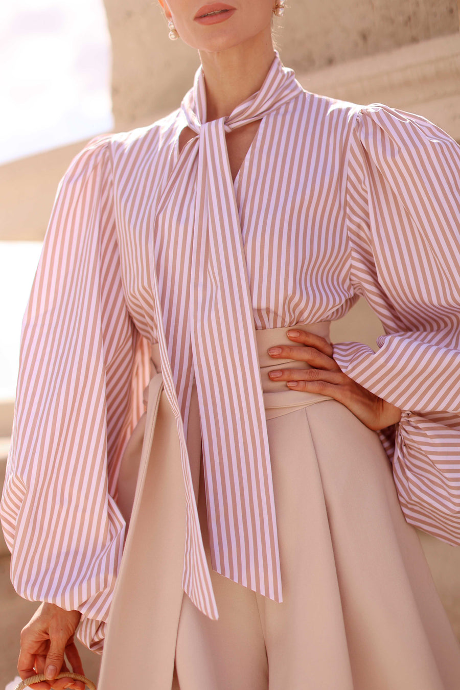 Rococo Brown Stripe Blouse