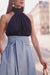 Navy Silky Halter Top