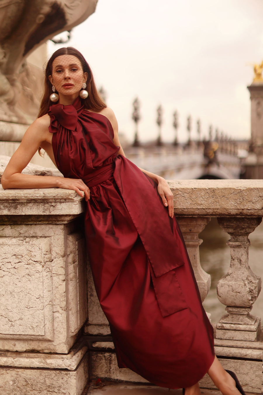 Bordeaux Taffeta Cadeau Dress