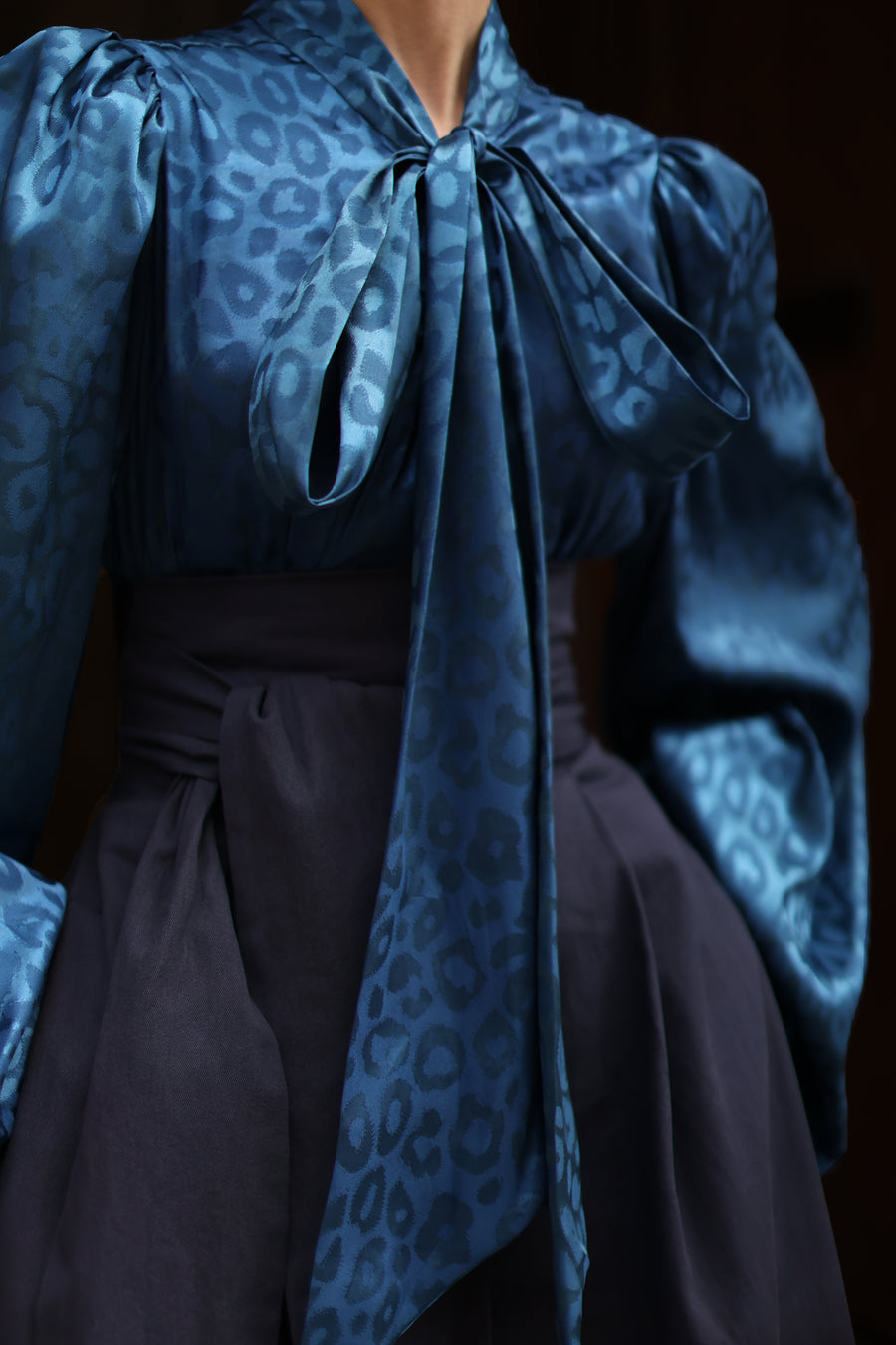 Blue Leopard Baroque Blouse