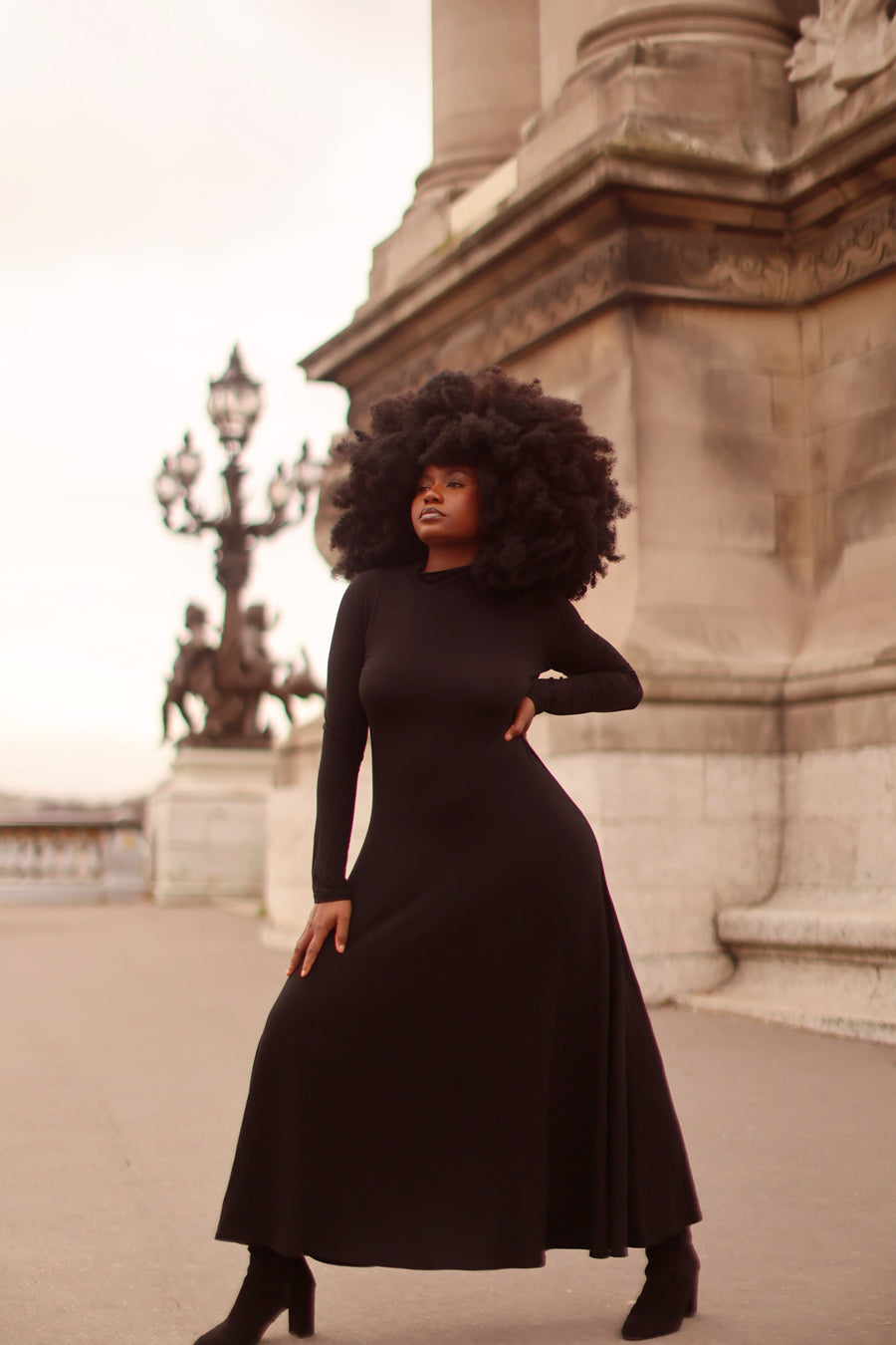 Black Turtleneck Swing Dress