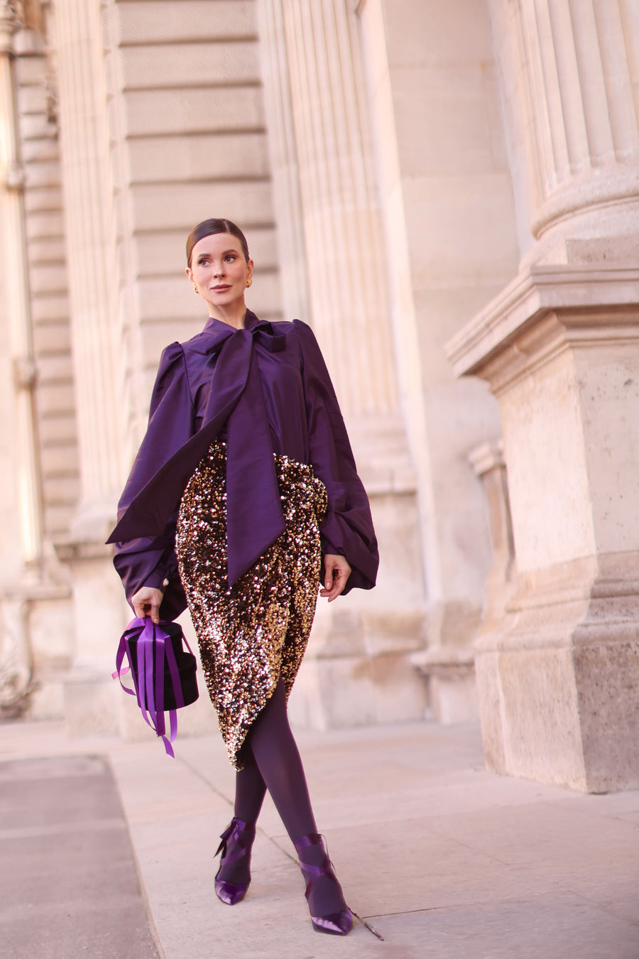 Gold Sequin Wrap Skirt