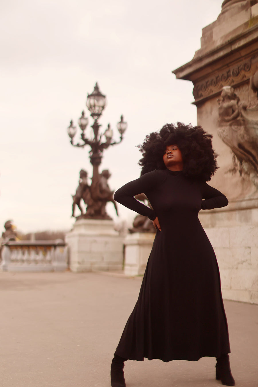 Black Turtleneck Swing Dress