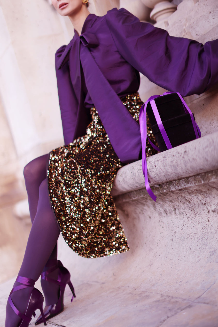 Gold Sequin Wrap Skirt