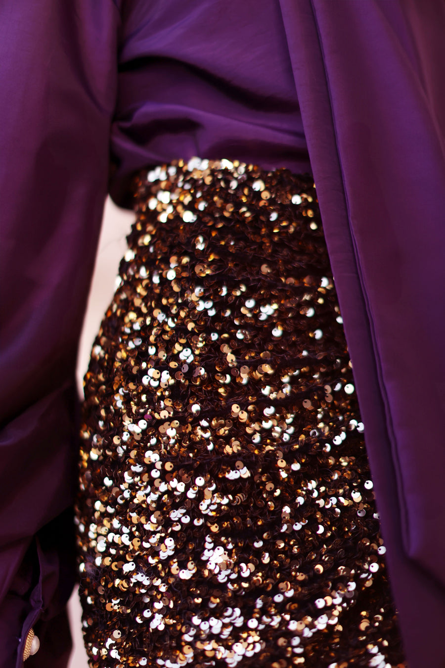 Gold Sequin Wrap Skirt