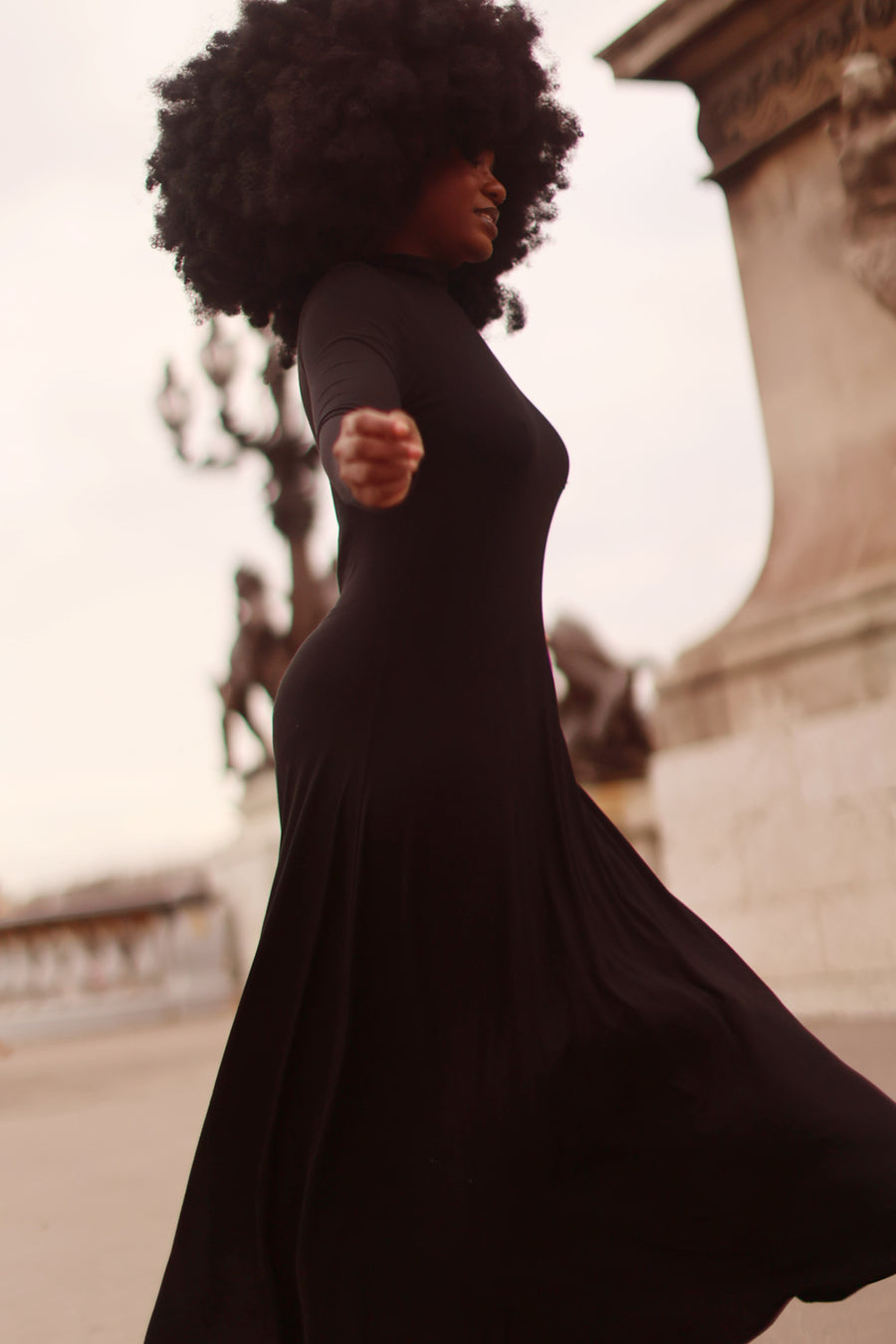 Black Turtleneck Swing Dress