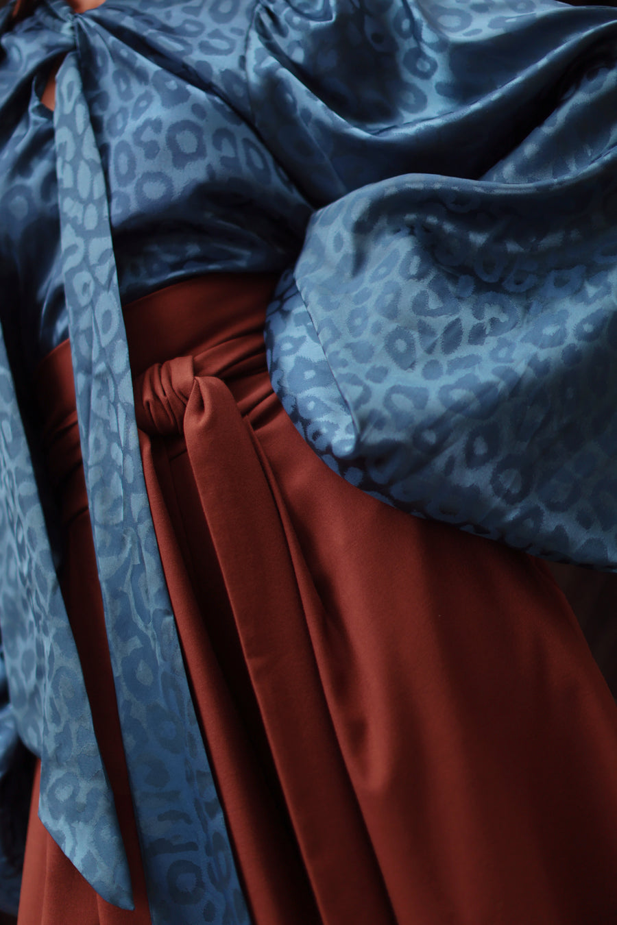 Blue Leopard Baroque Blouse