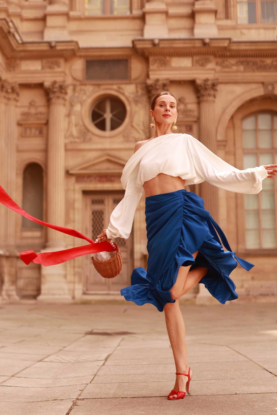 Blue Ruffle Wrap Skirt