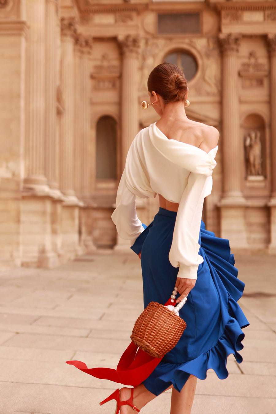 Blue Ruffle Wrap Skirt