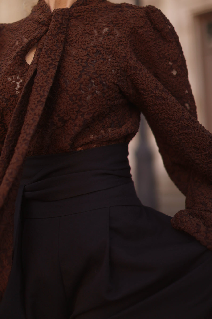 Brown Lace Baroque Blouse