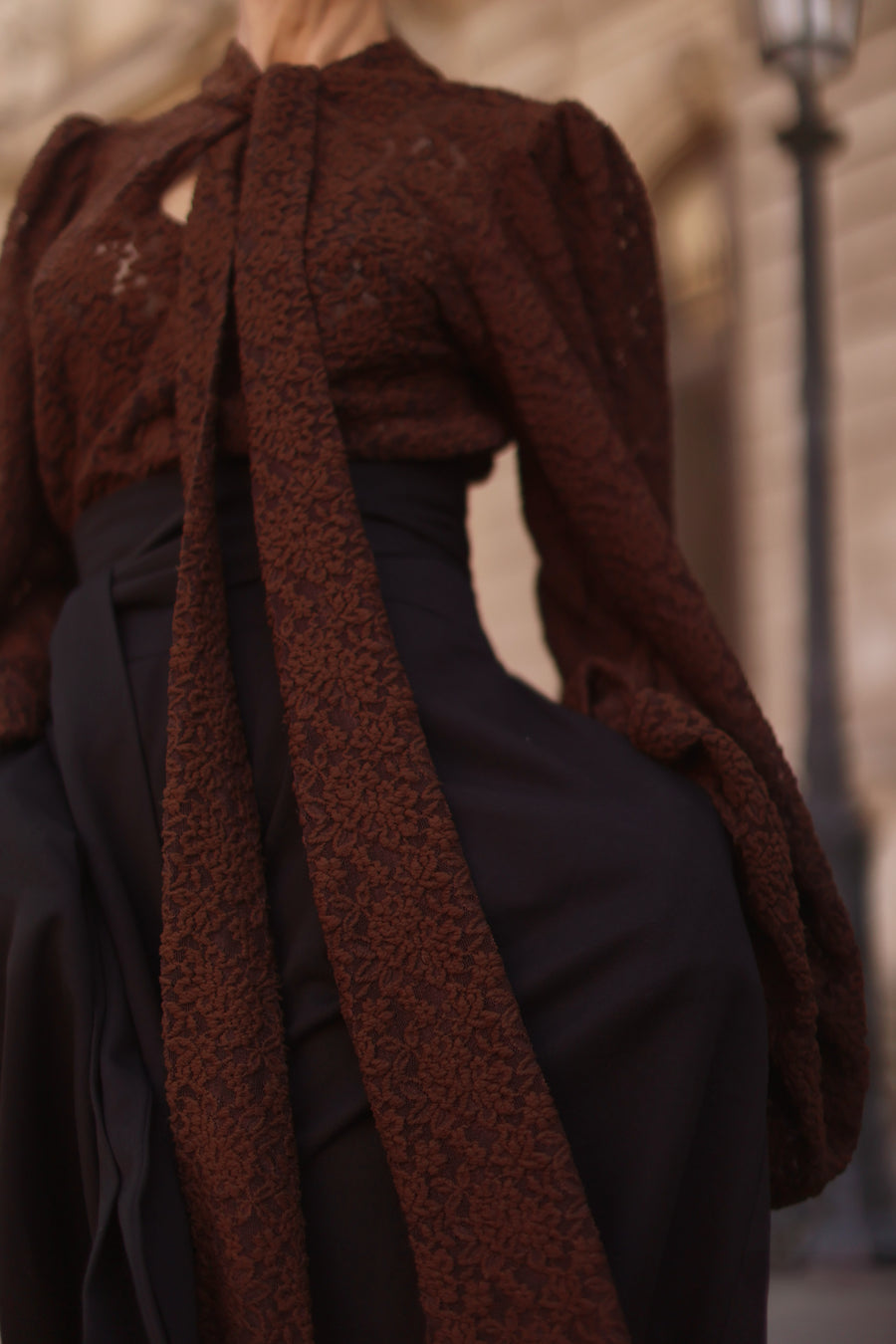 Brown Lace Baroque Blouse