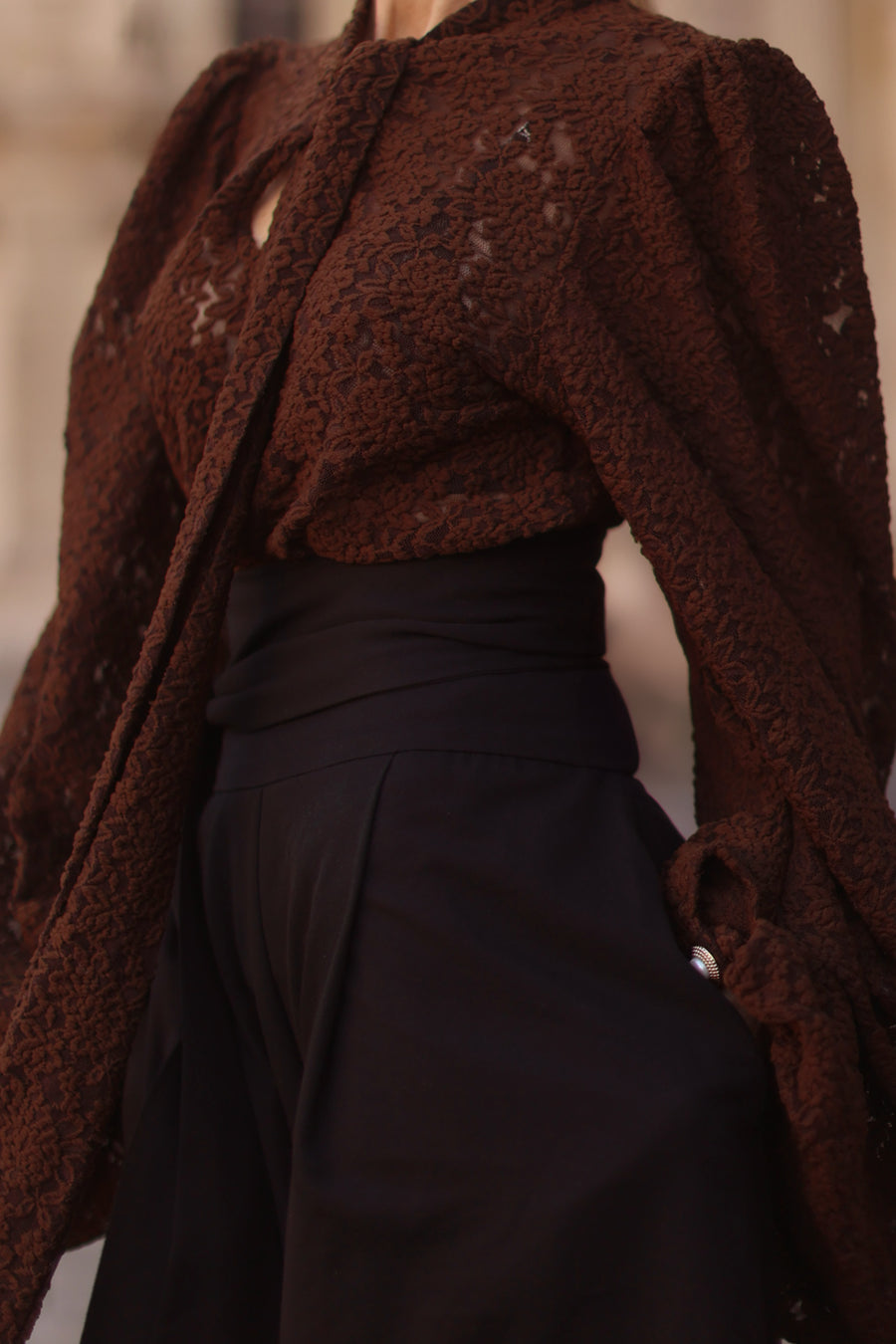 Brown Lace Baroque Blouse