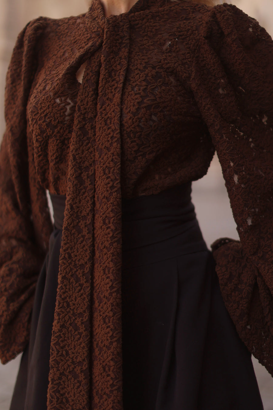 Brown Lace Baroque Blouse