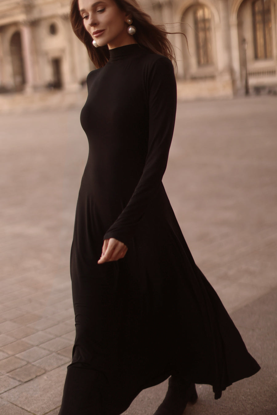 Black Turtleneck Swing Dress