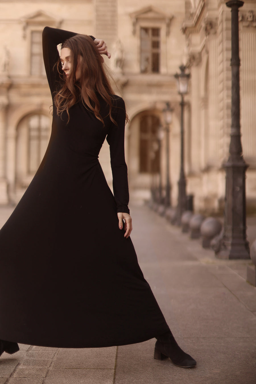 Black Turtleneck Swing Dress