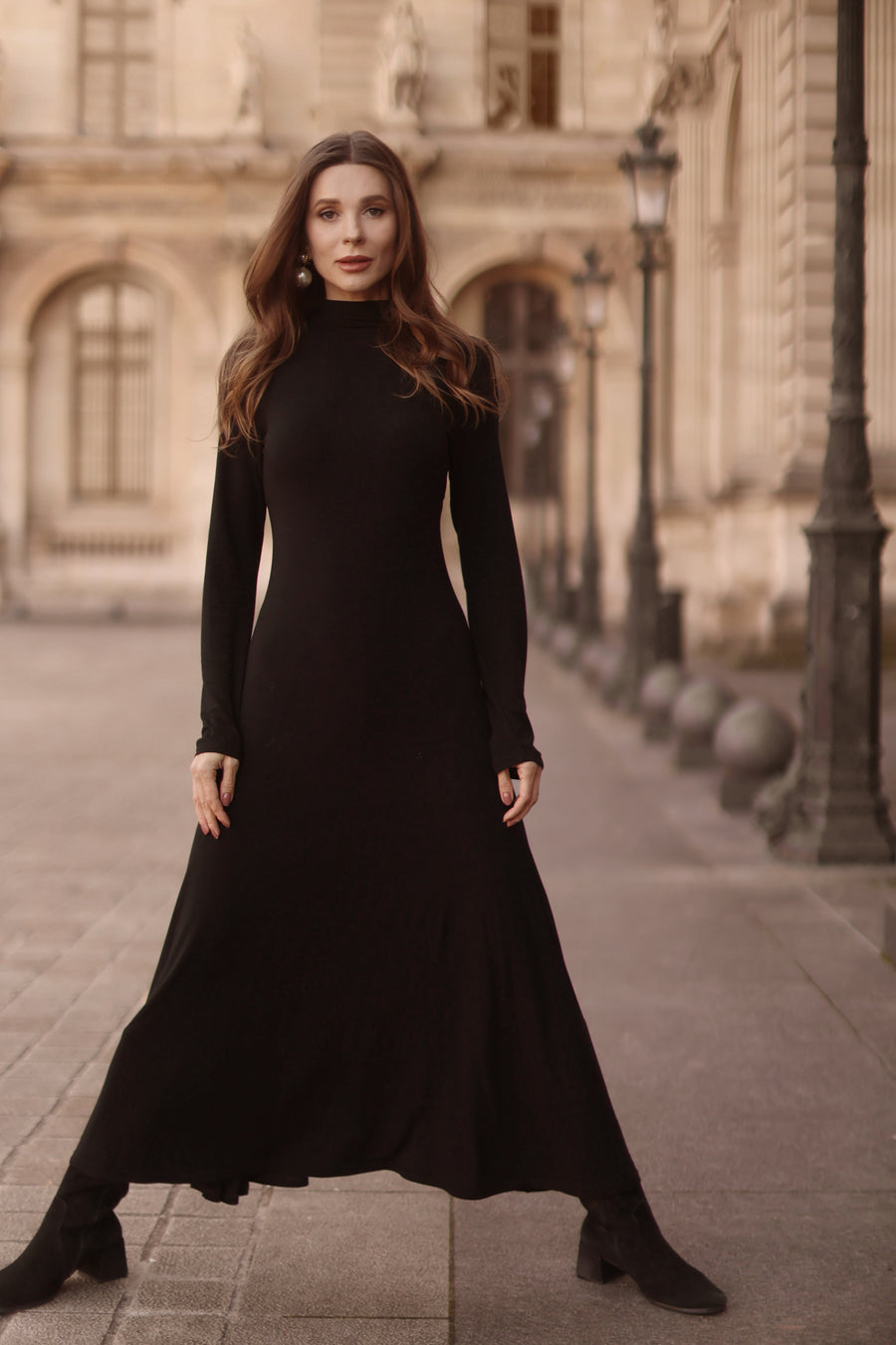 Black Turtleneck Swing Dress