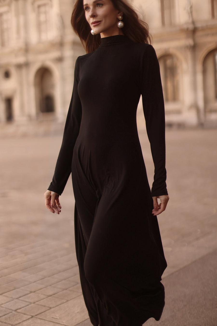 Black Turtleneck Swing Dress