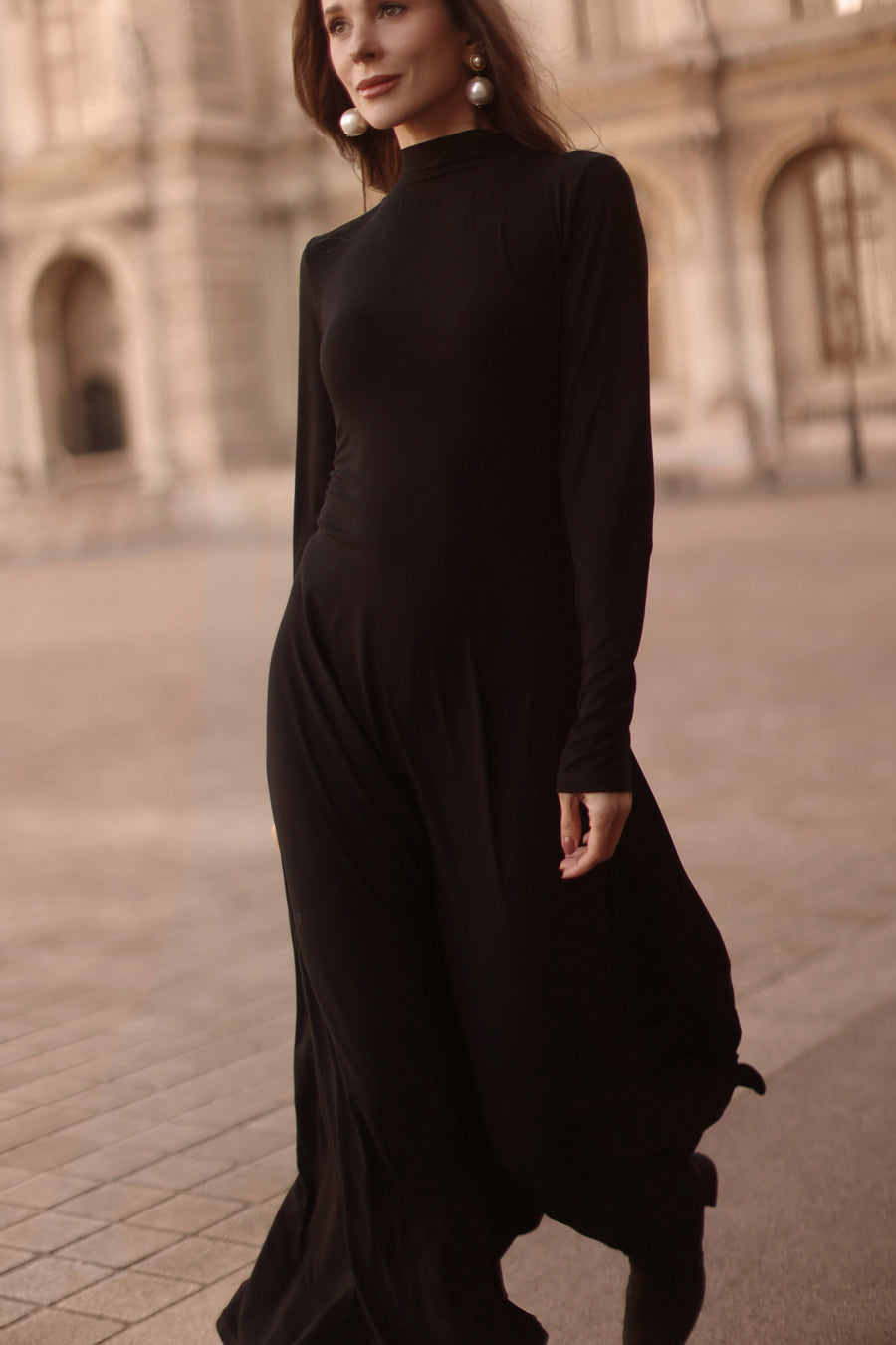 Black Turtleneck Swing Dress