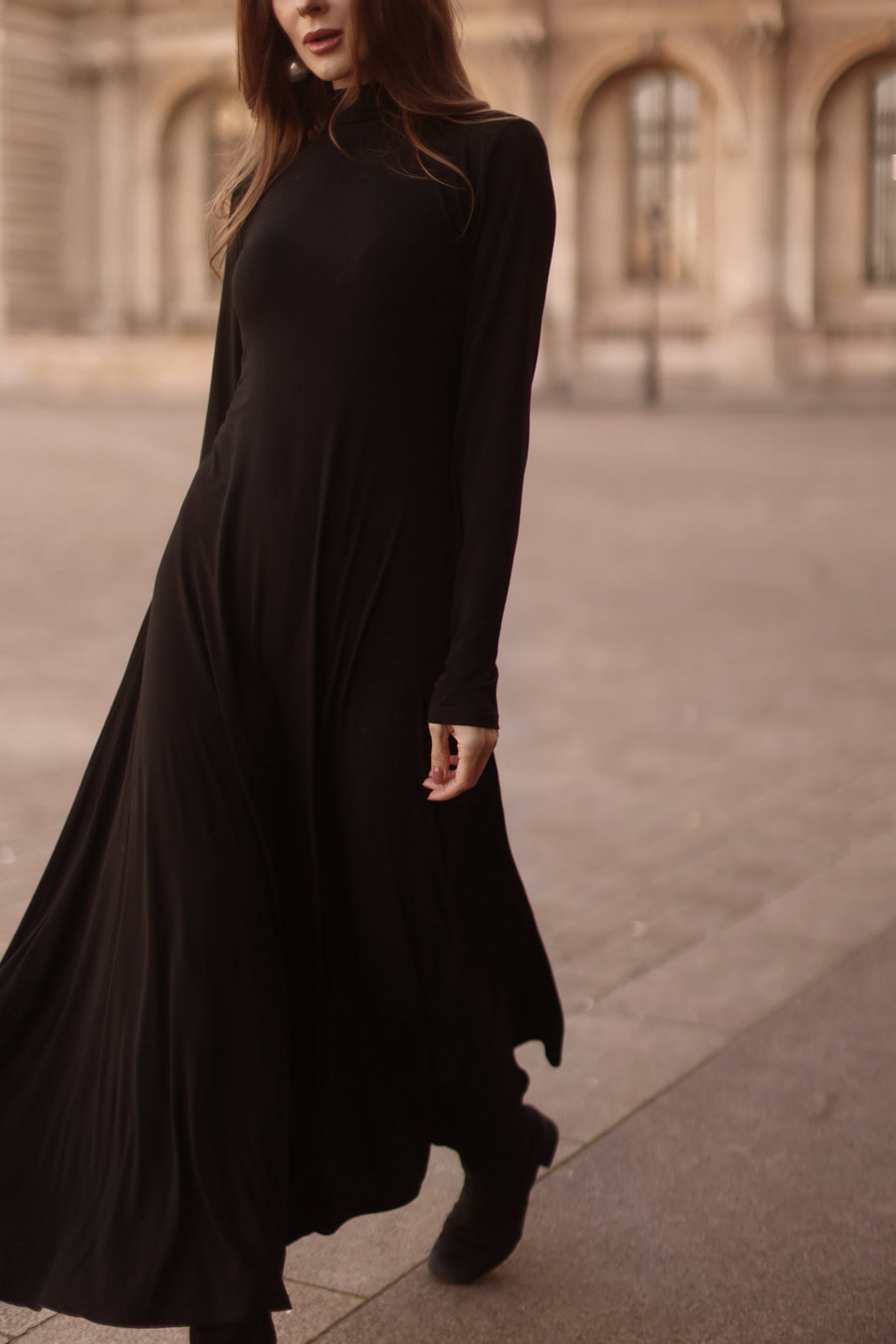 Black Turtleneck Swing Dress