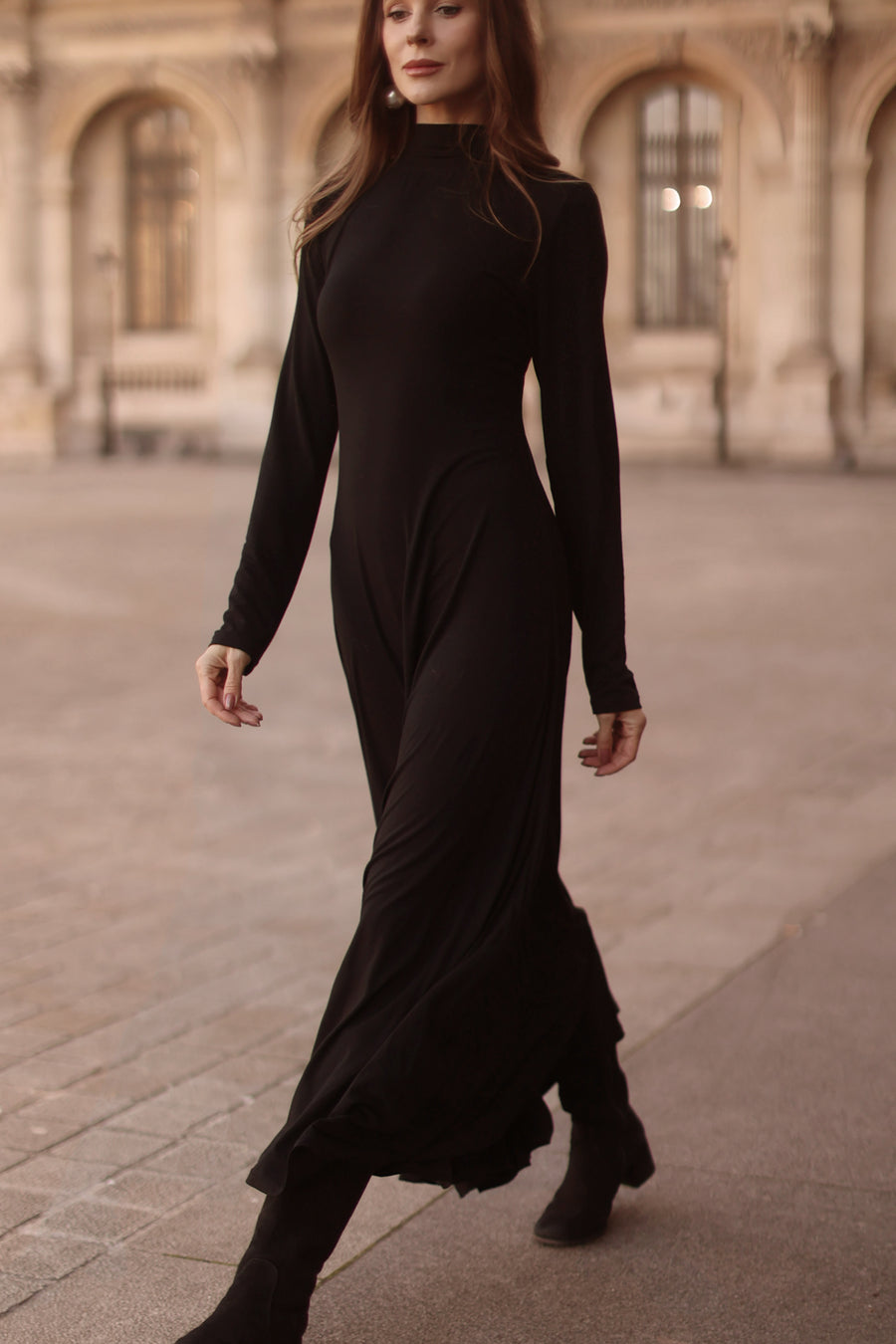 Black Turtleneck Swing Dress