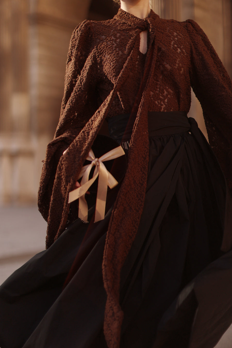 Brown Lace Baroque Blouse