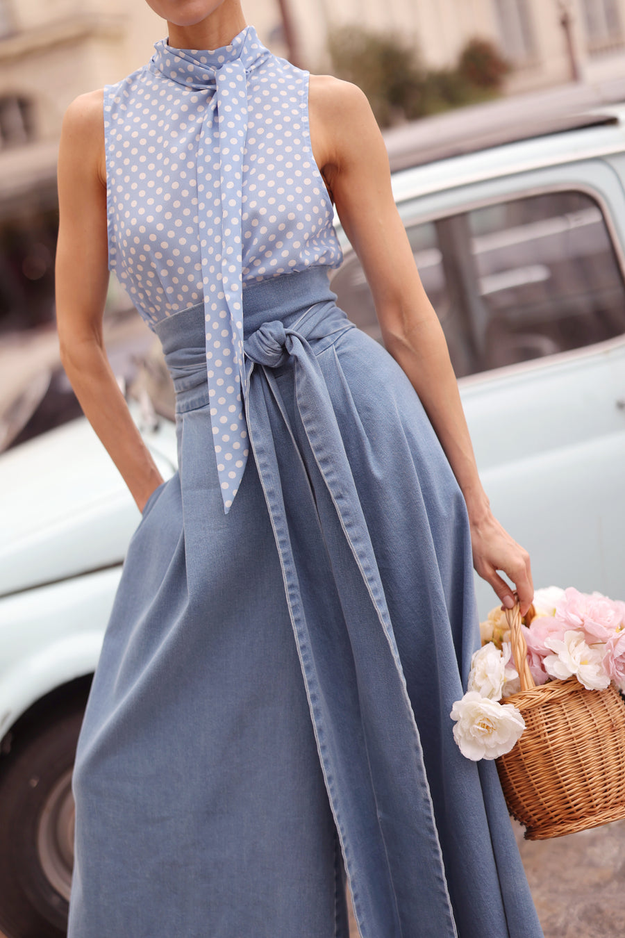 Blue Polka Dot Marquise Blouse – Audrey Leighton Paris