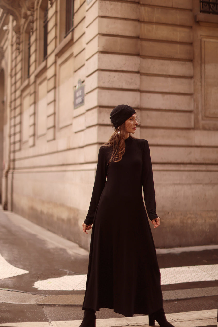 Black Turtleneck Swing Dress