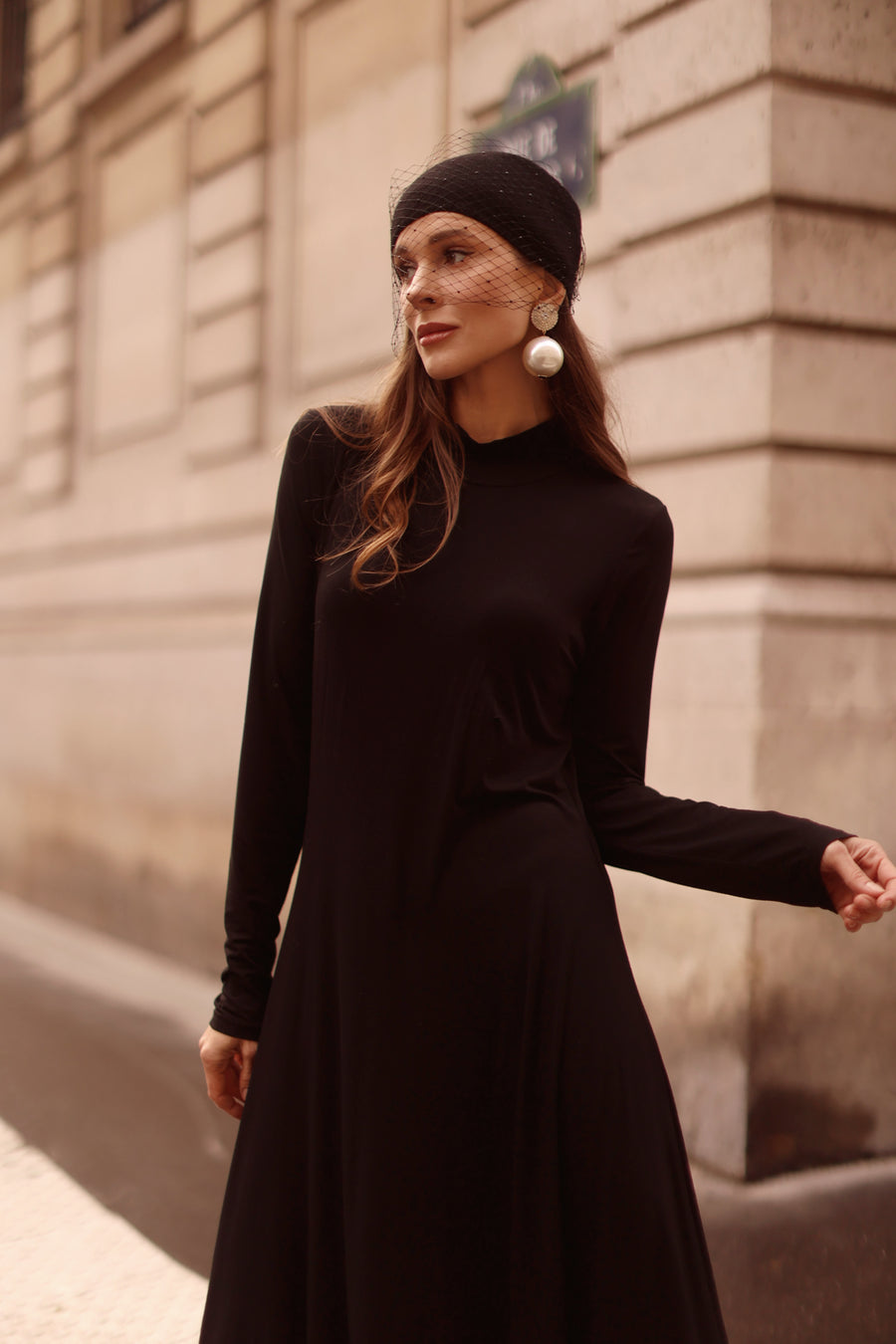 Black Turtleneck Swing Dress