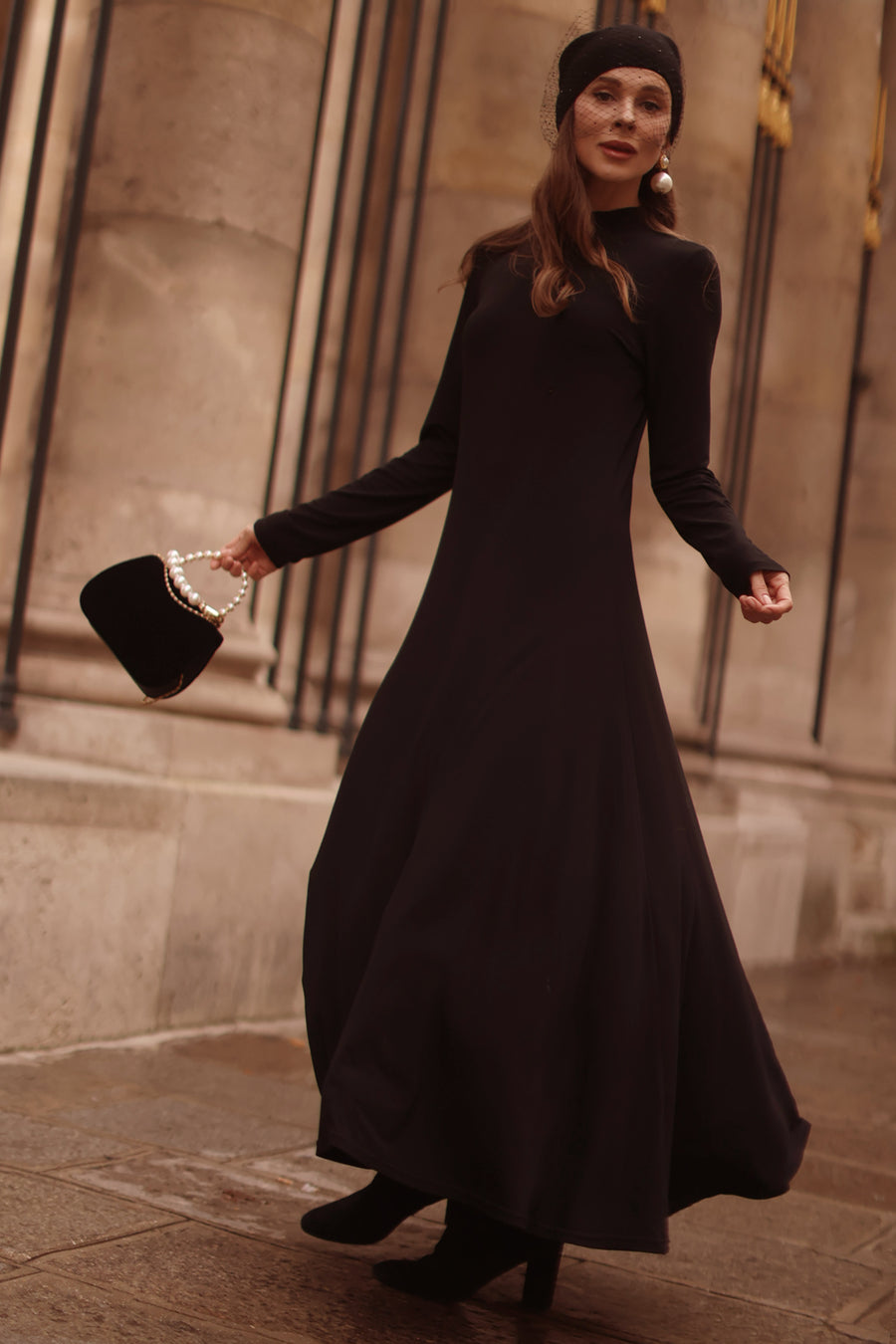 Black Turtleneck Swing Dress