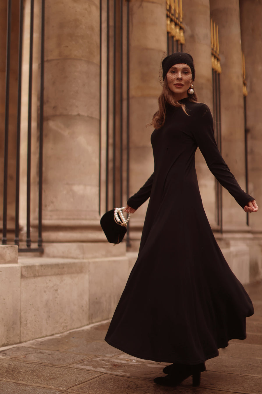 Black Turtleneck Swing Dress