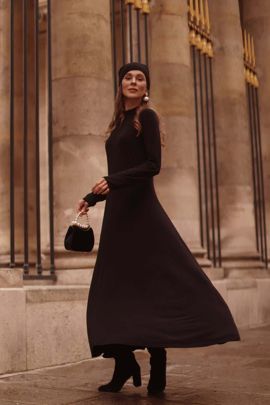 Black Turtleneck Swing Dress